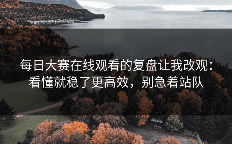 每日大赛在线观看的复盘让我改观：看懂就稳了更高效，别急着站队
