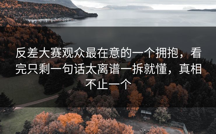 反差大赛观众最在意的一个拥抱，看完只剩一句话太离谱一拆就懂，真相不止一个