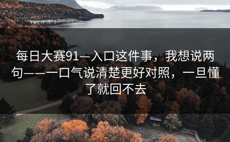 每日大赛91—入口这件事，我想说两句——一口气说清楚更好对照，一旦懂了就回不去