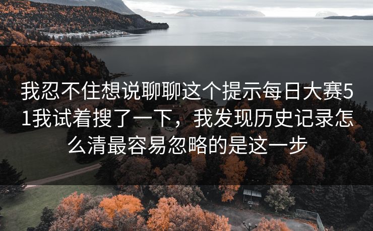 我忍不住想说聊聊这个提示每日大赛51我试着搜了一下，我发现历史记录怎么清最容易忽略的是这一步